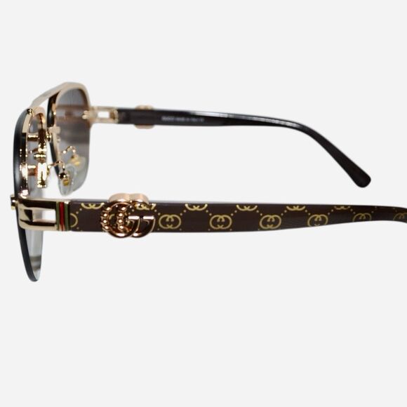 Gucci GG1221 Aviator Sunglasses | Brown Gradient Lens | 59-15-142 - Picture 4 of 14